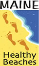 Maine Healthy Beaches logo with footprints on a sandy beach