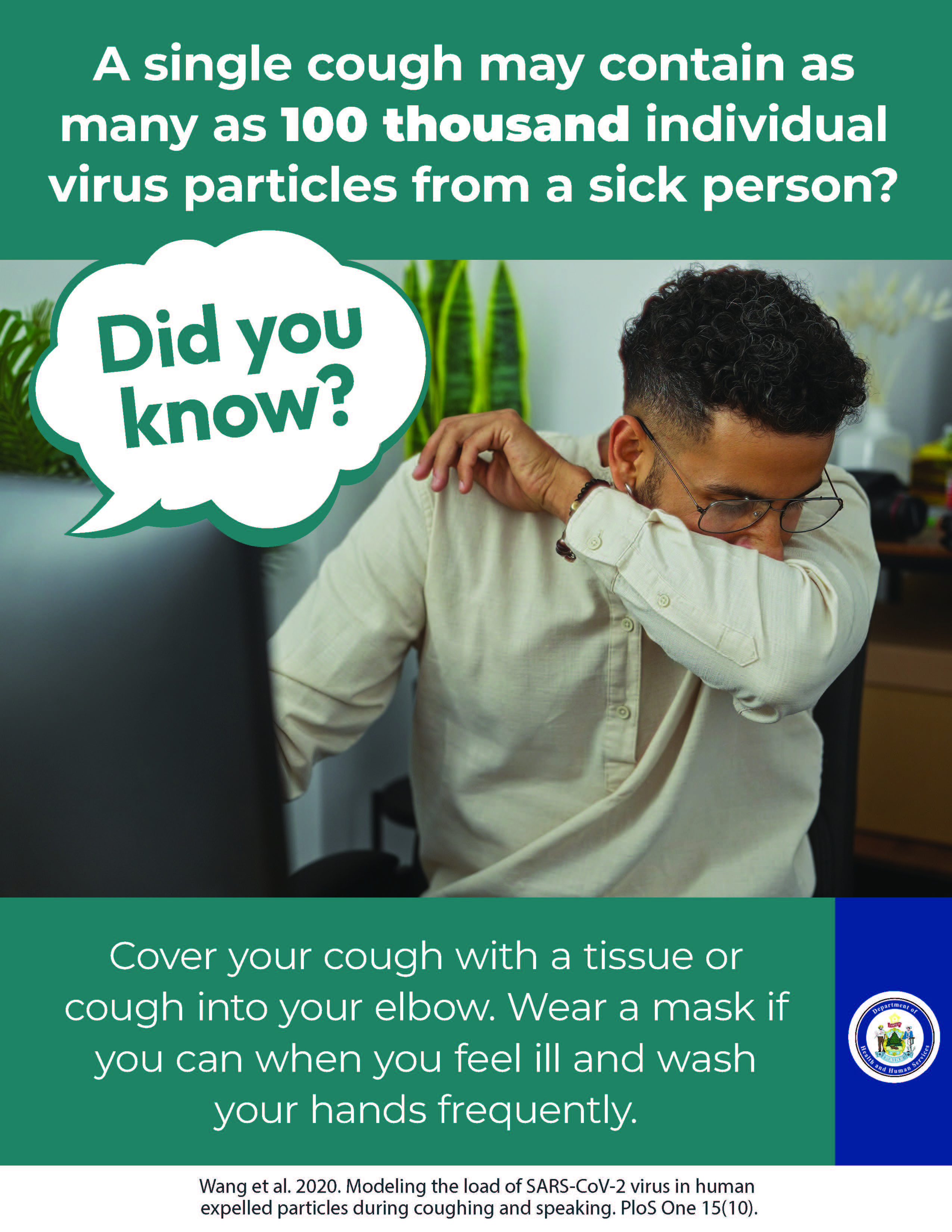 Image of a person coughing. Image includes facts about coughing.