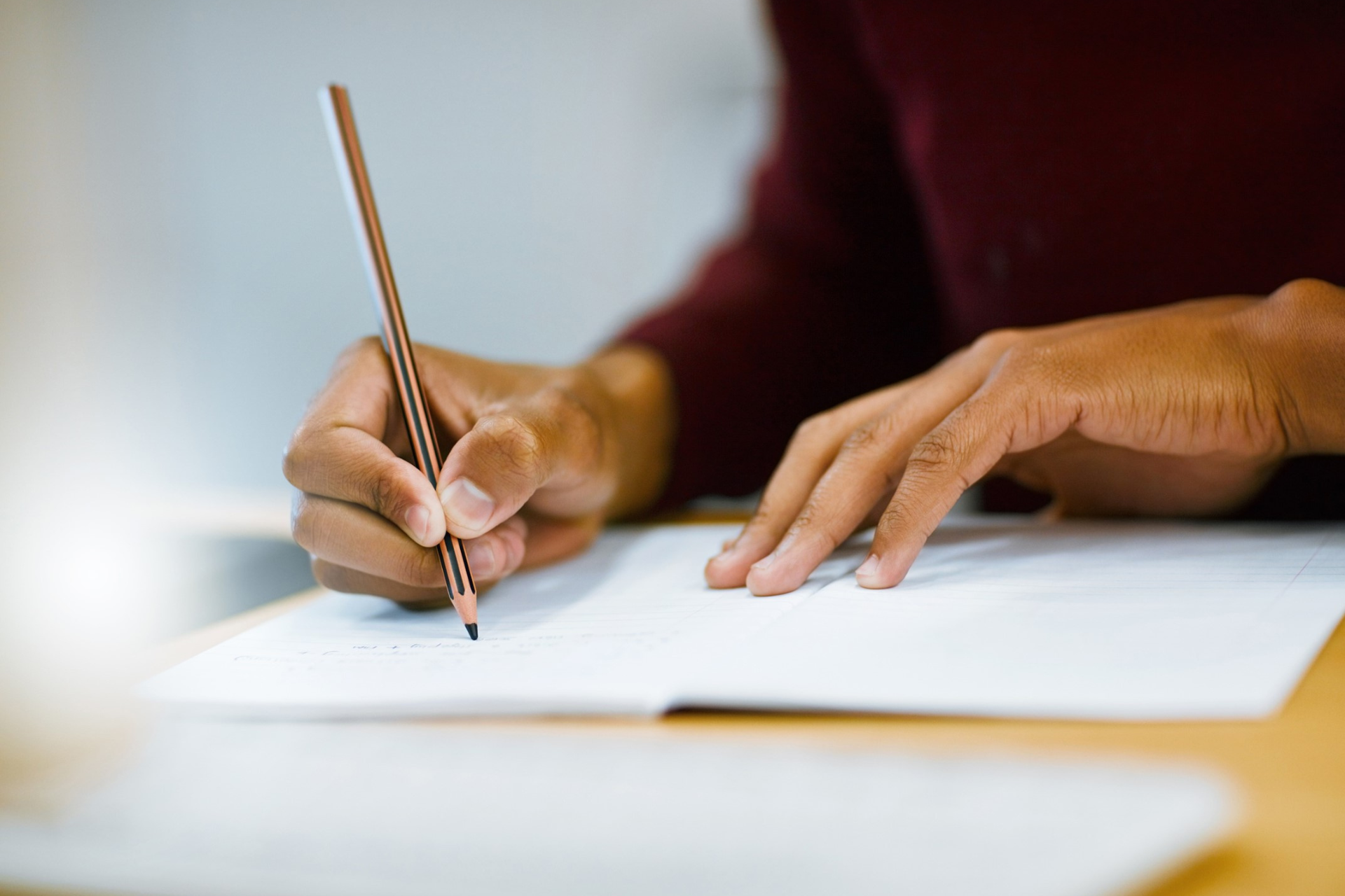 Person filling out form
